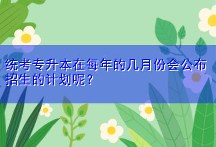 統(tǒng)考專升本在每年的幾月份會公布招生的計劃呢？