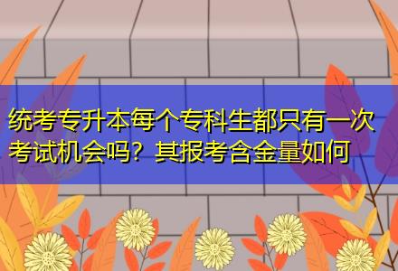 統(tǒng)考專升本每個?？粕贾挥幸淮慰荚嚈C會嗎？其報考含金量如何