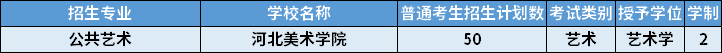 2022年河北專升本公共藝術(shù)專業(yè)招生計劃