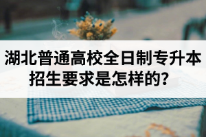 湖北普通高校全日制專升本招生要求是怎樣的？