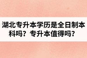 湖北專升本學(xué)歷是全日制本科嗎？專升本值得嗎？