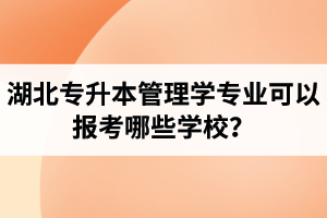 湖北專升本管理學專業(yè)可以報考哪些學校？屬于管理學的專業(yè)有哪些？