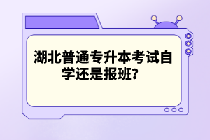 湖北普通專升本考試自學(xué)還是報(bào)班？