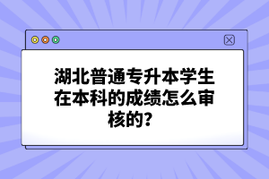 湖北普通專升本學生在本科的成績怎么審核的？