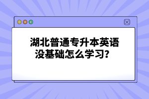 湖北普通專升本英語沒基礎怎么學習？