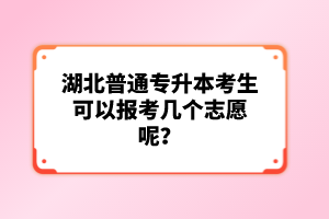 湖北普通專升本考生可以報(bào)考幾個(gè)志愿呢？