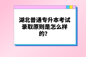 湖北普通專升本考試錄取原則是怎么樣的？