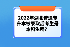 2022年湖北普通專升本被錄取后考生是本科生嗎？