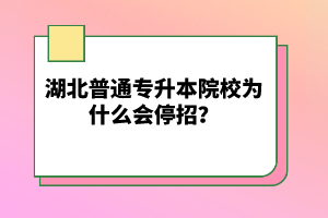 湖北普通專升本院校為什么會(huì)停招？