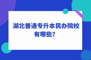 2022年湖北普通專升本民辦院校有哪些？