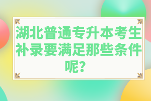 湖北普通專升本考生補(bǔ)錄要滿足那些條件呢？