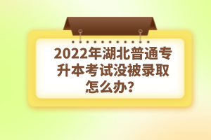 2022年湖北普通專升本考試沒被錄取怎么辦？