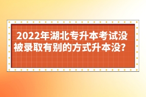 2022年湖北專升本考試沒被錄取有別的方式升本沒？