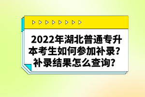 2022年湖北普通專升本考生如何參加補(bǔ)錄？補(bǔ)錄結(jié)果怎么查詢？