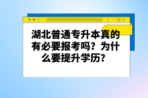 湖北普通專升本真的有必要報(bào)考嗎？為什么要提升學(xué)歷？