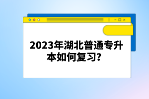 2023年湖北普通專升本如何復習？