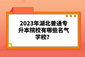 2023年湖北普通專升本院校有哪些名氣學(xué)校？