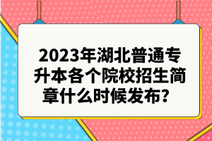 2023年湖北普通專升本各個院校招生簡章什么時候發(fā)布？