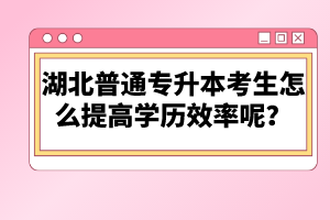 湖北普通專升本考生怎么提高學(xué)歷效率呢？