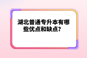 湖北普通專升本有哪些優(yōu)點和缺點？