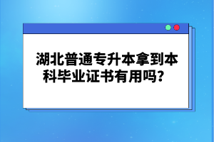 湖北普通專升本拿到本科畢業(yè)證書有用嗎？