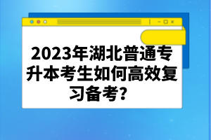 2023年湖北普通專升本考生如何高效復(fù)習(xí)備考？