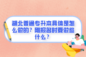 湖北普通專升本具體是怎么做的？剛報(bào)名時(shí)要做些什么？