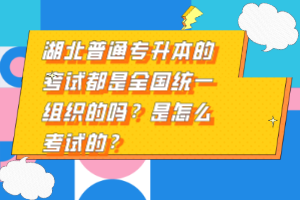 湖北普通專升本的考試都是全國統(tǒng)一組織的嗎？是怎么考試的？