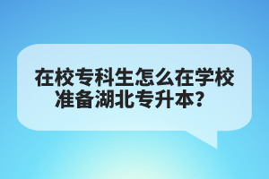 在校?？粕趺丛趯W(xué)校準(zhǔn)備湖北專升本？